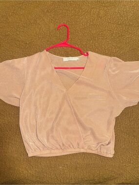 Astr Blush Wrap V-Neck Crop Top